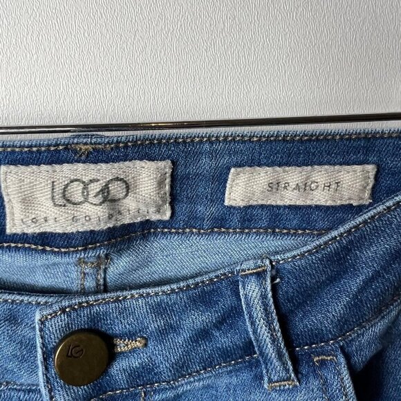 Logo Lori Goldstein straight blue jeans raw hem women’s size 10 - Picture 5 of 8